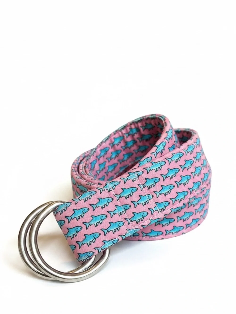 Vineyard Vines Unisex D-RING Belt Pink Sharks Sz XL Preppy Coastal Beach Golf